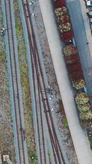 航拍色彩漂亮的高铁轨道铁轨交通道路33秒视频