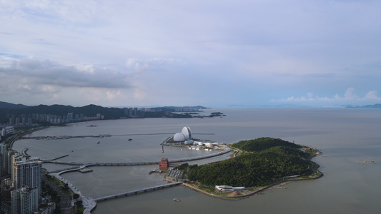 航拍城市风光珠海野狸岛海景4k素材视频