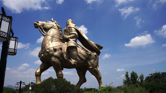 泉州大坪山郑成功骑马雕像航拍视频