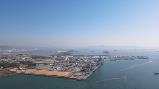 航拍广东惠州港物流运输商务码头4k素材视频