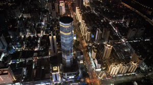 4K航拍夜景深圳华强北赛格科技电脑城34秒视频
