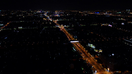 4k苏州城市中心夜景俯瞰航拍视频