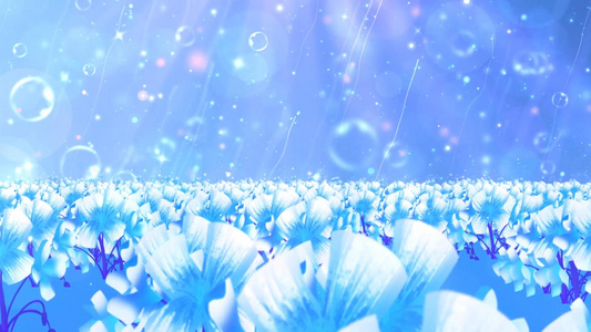 蓝色动态唯美花海大气温馨粒子光效舞台背景视频视频