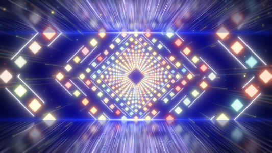 炫彩光线矩阵方块动感穿梭光效背景视频
