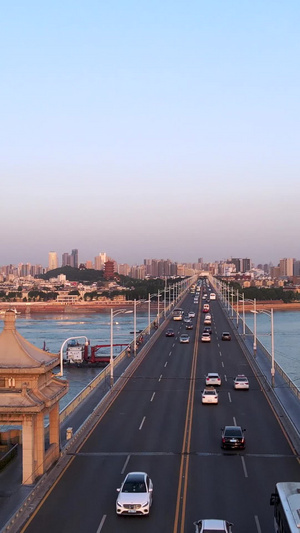 航拍城市风光地标建筑长江大桥江景交通道路车流素材灯光素材62秒视频