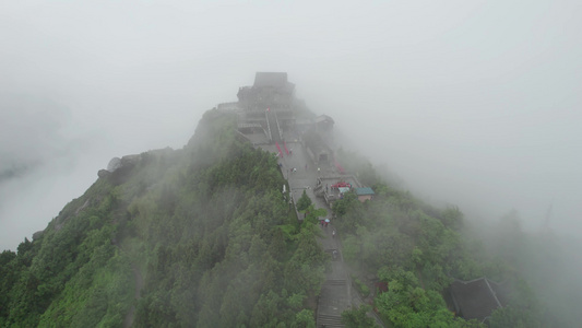 航拍南岳衡山祝融峰云海奇观视频