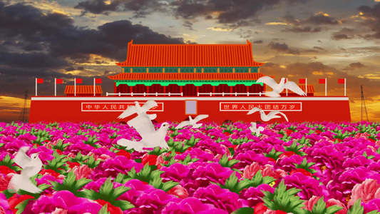 白鸽飞翔鲜花满地天安门广场国庆气氛党建视频183秒视频下载 白鸽飞翔鲜花满地天安门广场国庆气氛党建视频183秒视频