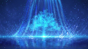 大气蓝色粒子树晚会开场20秒视频