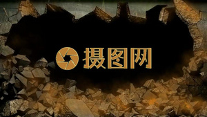 震撼墙体爆破企业LOGO演绎会声会影模板16秒视频