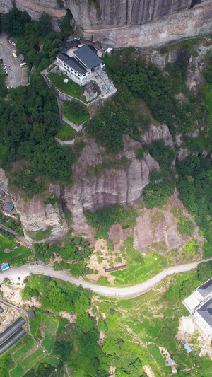 航拍5A景区雁荡山方洞景观区俯瞰盘山公路视频风景名胜区40秒视频