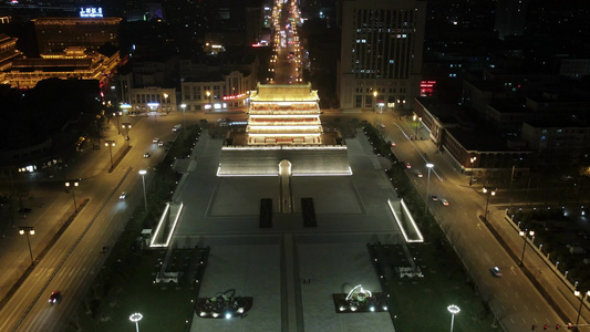 太原五一广场首义门雄伟夜景视频