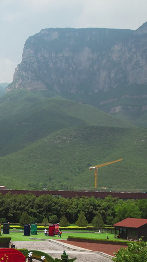航拍5A风景区云台山正门景区入口视频旅游目的地57秒视频