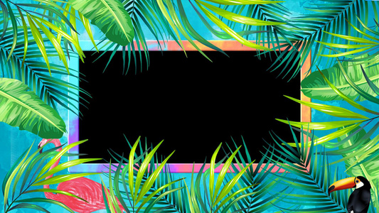 热带雨林风光卡通边框视频