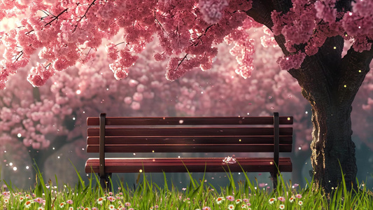 唯美春天樱花树下背景视频视频