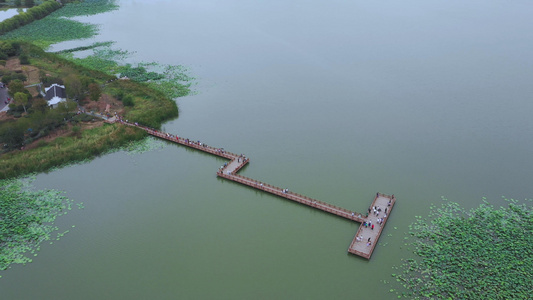 航拍武汉后官湖绿道湿地公园视频