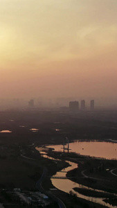 夕阳下的河流自然风光视频