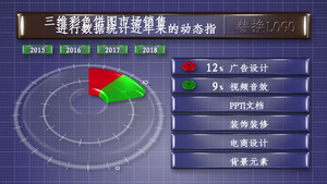 三维立体彩色饼状图数据统计动画AE模板34秒视频