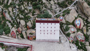 无人机航拍藏传佛教时刻壁画70秒视频