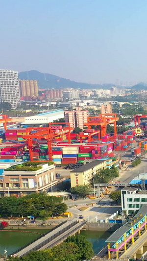 航拍广州货运码头港口视频素材物流运输35秒视频