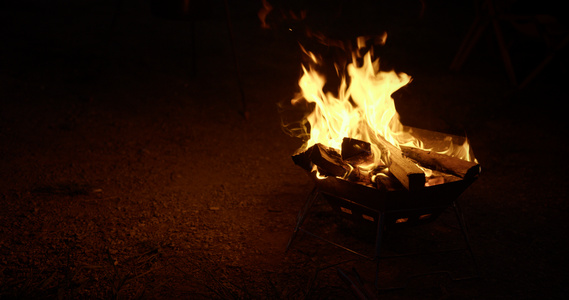 8K野营夜晚的篝火[几堆]视频