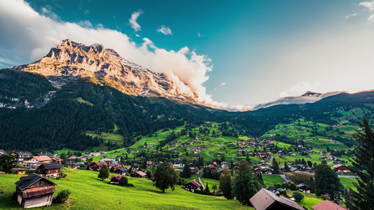 瑞士阿尔卑斯山艾格峰自然风光延时摄影视频