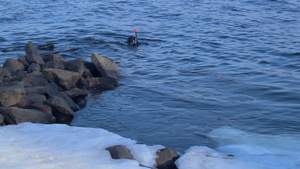 冬季寒气逼人的湖泊30秒视频