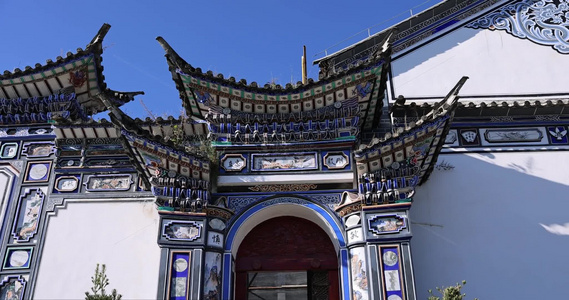 中国风古建筑飞檐屋檐彩绘视频