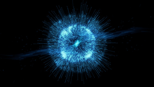 炫彩蓝色粒子光线冲击粒子爆散 视频