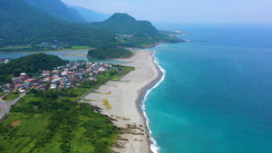 台湾海边沙滩高山航拍4K31秒视频