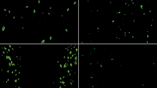 一组绿叶粒子漂浮动画视频