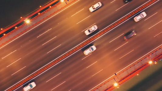 4K航拍夜晚城市桥梁交通出行视频素材视频