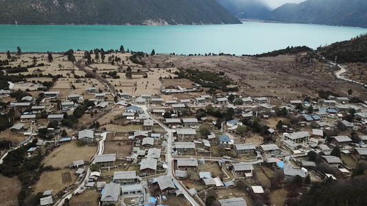 西藏林芝结巴村航拍原始素材02视频