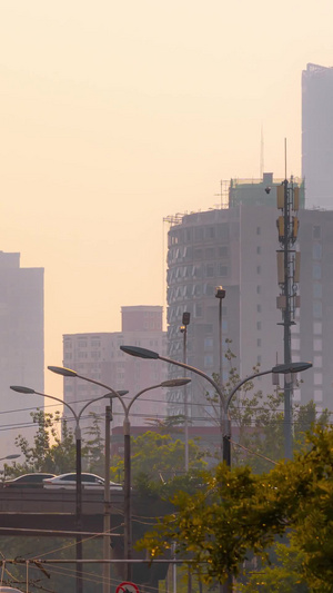 震撼延时夕阳北京中央电视台极速车流10秒视频