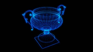 透明通道科技粒子奖杯素材30秒视频