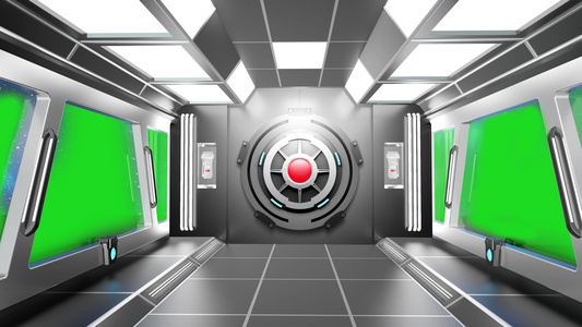 太空绿幕舱抠像素材视频