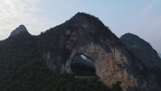 航拍桂林阳朔奇山山洞 视频