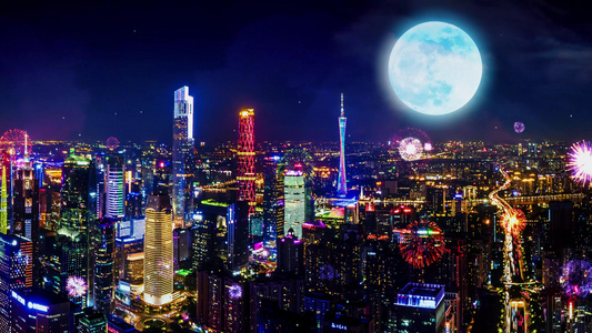 4K城市夜景广州夜景背景视频视频