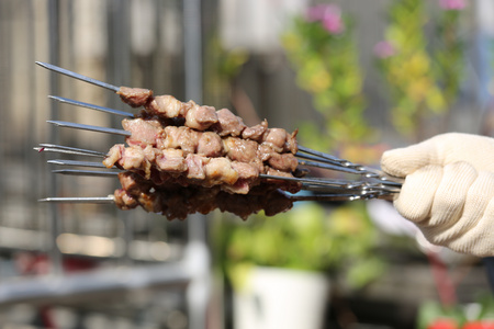 户外烤羊肉串视频