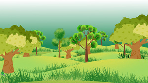 4k卡通绿色树木森林冲屏背景42秒视频