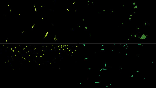 一组绿叶粒子漂浮动画视频