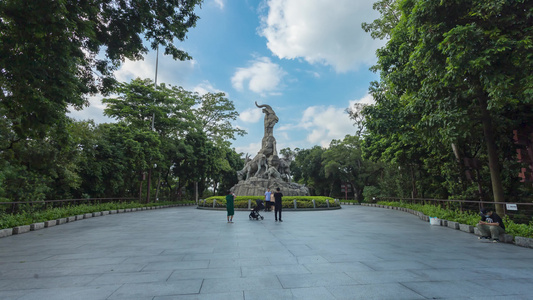 广州五羊雕塑延时风光视频