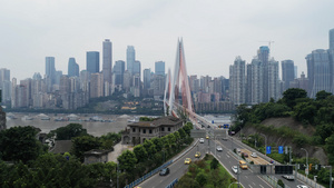 4k重庆东水门大桥城市交通49秒视频