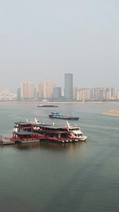 汉江与长江交汇处武汉汉口龙王庙轮渡码头旅游景点视频