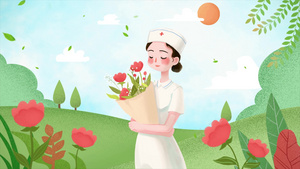 唯美温馨护士节插画背景视频41秒视频