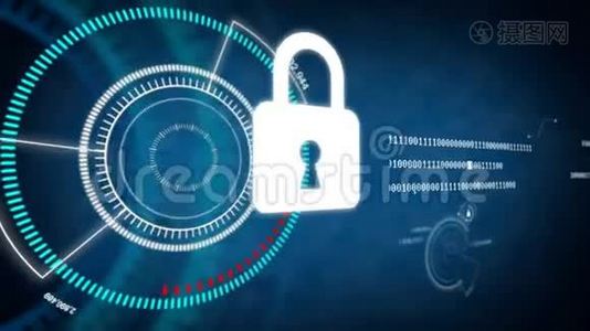HUD背景动画锁安全概念和数据安全安全概念的网络未来背景视频