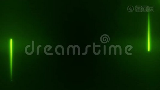 黑色背景的亮绿色霓虹灯框架，抽象3d渲染4K视频视频