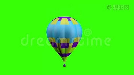 热气球在绿色背景下飞行视频
