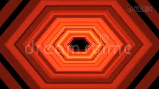 未来的隧道战斗动画与橙色霓虹灯。 4k视频
