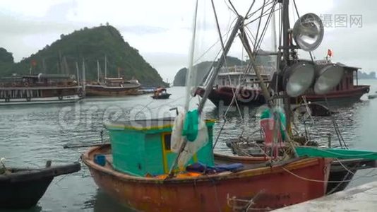 亚洲的传统渔船。视频