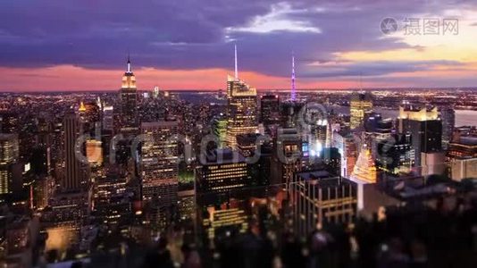 纽约城市景观时间流逝黄昏视频